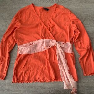 Suzie in the City Y2K Orange Long Sleeve Blouse Size XL